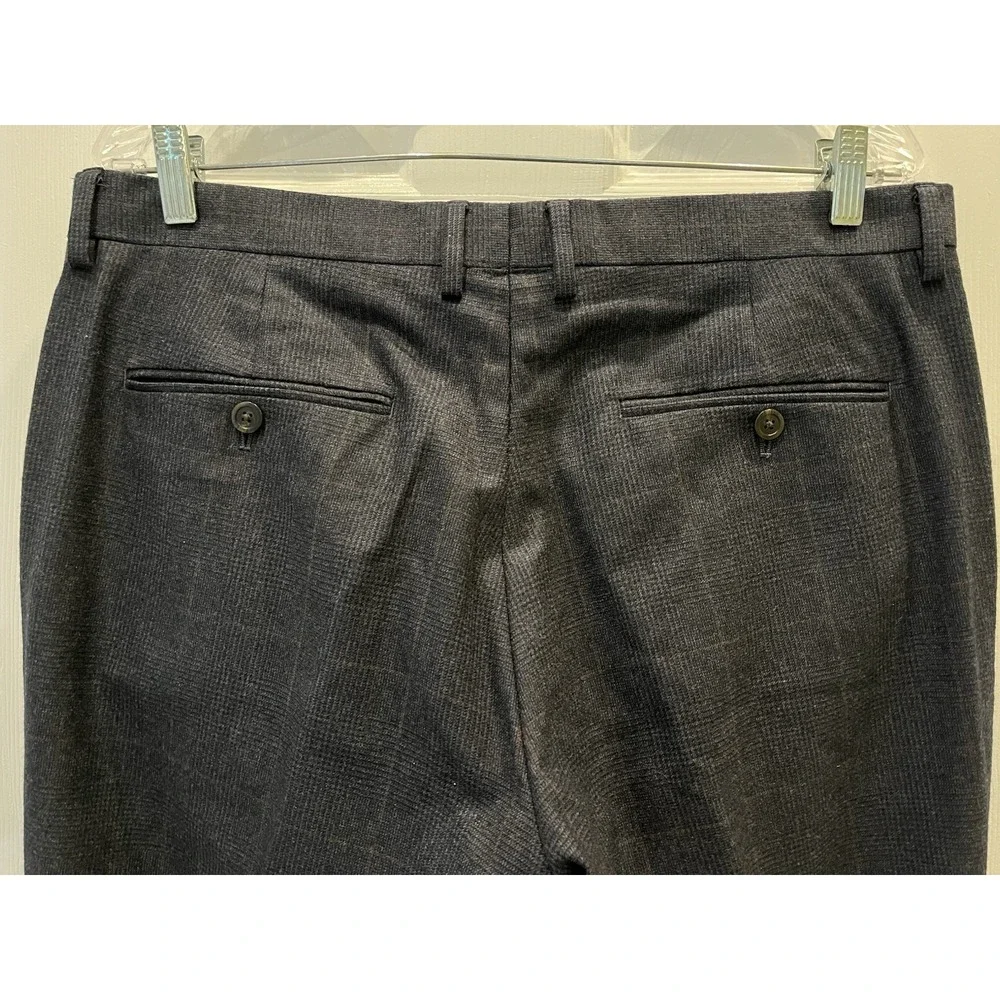 J. Crew Ludlow Slim Wool‎ Glen Check Navy Blue Dress Pants Men's 35x32 Trousers